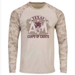 Texas A&M Corps of Cadets Camo Active Long Sleeve - Sand UPF 50+